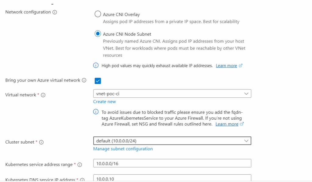 Azure CNI Overlay vs Node Subnet vs Pod Subnet