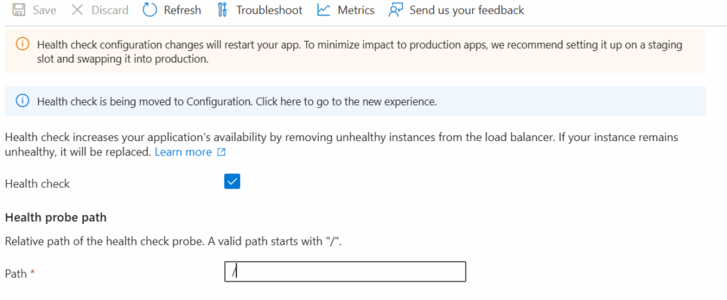 Health check - Errors routing requests to application container